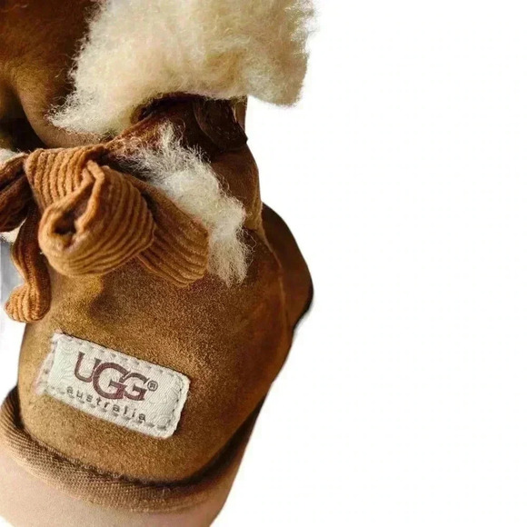 Ugg Women's Boots Bailey Bow Mini 1006057 Suede Chestnut Brown Boots USA Size 8 - Picture 6 of 11
